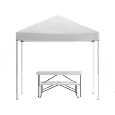 Flash Furniture 8'x8' Pop Up Event Canopy Tent with Folding Table and Bench Set 9 Flash Furniture 8'x8' Pop Up Event Canopy Tent with Folding Table and Bench Set - Image 9