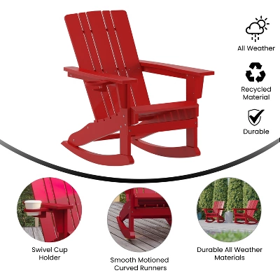 Flash Furniture Halifax All-Weather HDPE Adirondack Chair with Pull-Out Ottoman 5 Flash Furniture Halifax All-Weather HDPE Adirondack Chair with Pull-Out Ottoman - Image 5