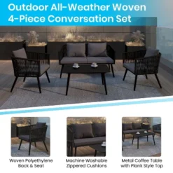Flash Furniture Kierra Black 4-Piece All-Weather Woven Conversation Set 22 Flash Furniture Kierra Black 4-Piece All-Weather Woven Conversation Set -Flash Furniture Sale Store GUEST ac9e041b f645 4bc7 b90d a44f805b6b4e
