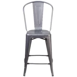 Flash Furniture 24" Industrial Clear Coated Indoor Counter Stool with Back -Flash Furniture Sale Store GUEST acd61271 d8d9 4643 b110 66aeee484703