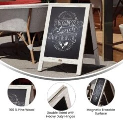 Flash Furniture Canterbury Vintage Wooden A-Frame Magnetic Indoor/Outdoor Chalkboard Sign, Freestanding Double Sided Extra Large Message Board -Flash Furniture Sale Store GUEST ae6154a9 a472 46f3 9b99 14dc005ba21c
