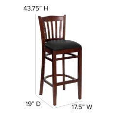 Flash Furniture Vertical Slat Back Wooden Restaurant Barstool with Upholstered Seat -Flash Furniture Sale Store GUEST aec84f7c 5d08 4145 83bf 23e273e6b004