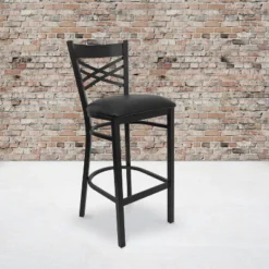 Flash Furniture Black ''X'' Back Metal Restaurant Barstool
