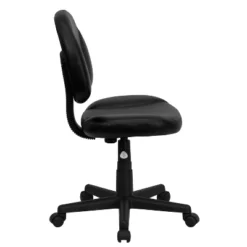 Belnick Mid-Back Black Leather Ergonomic Swivel Task Office Chair