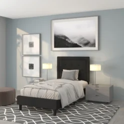 Flash Furniture Roxbury Twin Size Tufted Upholstered Platform Bed