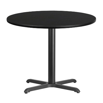 Flash Furniture 36" Round Reversible Laminate Table Top with Cast Iron Base 4 Flash Furniture 36" Round Reversible Laminate Table Top with Cast Iron Base - Image 4