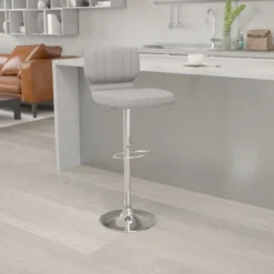 Flash Furniture Contemporary Vinyl Adjustable Height Barstool with Vertical Stitching