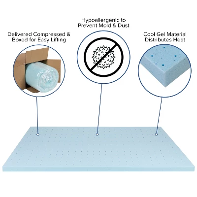 Flash Furniture 14" Metal Platform Bed Frame with 10" Mattress and 2" Gel Topper 8 Flash Furniture 14" Metal Platform Bed Frame with 10" Mattress and 2" Gel Topper - Image 8