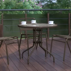 Flash Furniture Bellamy 31.5" Round Tempered Glass Metal Indoor/Outdoor Table -Flash Furniture Sale Store GUEST b59c688c 04b5 40b2 aa69 2442a3d875f8