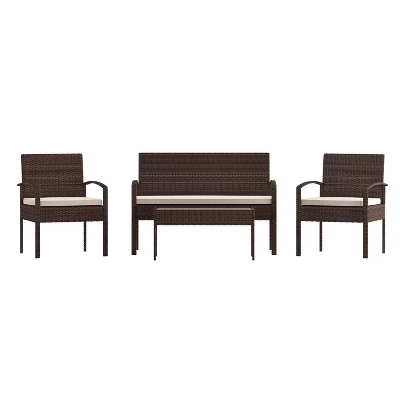 Flash Furniture Aransas Series 4-Piece Rattan Patio Furniture Set 2 Flash Furniture Aransas Series 4-Piece Rattan Patio Furniture Set - Image 2
