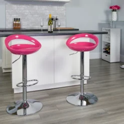 Flash Furniture Contemporary Adjustable Barstool with Rounded Cutout Back & Chrome Base