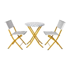 Flash Furniture Rouen 3-Piece French Bistro Set - Folding PE Rattan Table & Chairs -Flash Furniture Sale Store GUEST b7c07b12 0cf4 4874 addc bd8b8dfa67ae