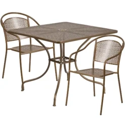 Flash Furniture Oia Commercial Grade 35.5" Square Indoor-Outdoor Steel Patio Table Set With 2 Round Back Chairs -Flash Furniture Sale Store GUEST b80412e3 5589 4adc 9f77 827cdf13f1b7