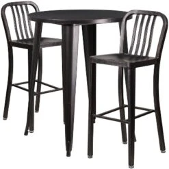 Flash Furniture Commercial Grade 30" Round Metal Bar Table Set with 2 Slat Back Stools 11 Flash Furniture Commercial Grade 30" Round Metal Bar Table Set with 2 Slat Back Stools -Flash Furniture Sale Store GUEST b8070ca7 2c4e 4407 bb8c 2bb4d731469b
