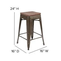 Flash Furniture 24-Inch Metal Counter-Height Bar Stools with Elm Wood Seat, Set of 4 -Flash Furniture Sale Store GUEST b80fa6a6 f04e 4829 9e8f 14a62fd86646