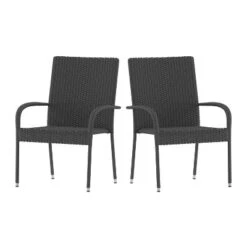 Flash Furniture Maxim Indoor/Outdoor Wicker Dining Chairs With Fade & Weather-Resistant Steel Frames For Patio And Deck -Flash Furniture Sale Store GUEST bcb9f145 2121 4e5e 84c2 6492c9091b23