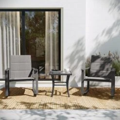 Flash Furniture Brazos 3 Piece Outdoor Rocking Chair Bistro Set