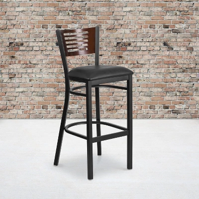 Flash Furniture Black Decorative Slat Back Metal Restaurant Barstool 7 Flash Furniture Black Decorative Slat Back Metal Restaurant Barstool - Image 7