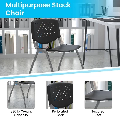 Flash Furniture HERCULES Series 880 Lb. Capacity Heavy-Duty Plastic Stack Chair 2 Flash Furniture HERCULES Series 880 Lb. Capacity Heavy-Duty Plastic Stack Chair - Image 2