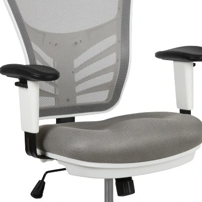 Flash Furniture Mid-Back Mesh Ergonomic Drafting Chair With Adjustable Chrome Foot Ring, Adjustable Arms 6 Flash Furniture Mid-Back Mesh Ergonomic Drafting Chair With Adjustable Chrome Foot Ring, Adjustable Arms - Image 6