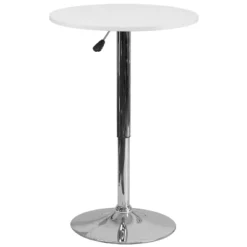 Flash Furniture 23.75" White Wood Round Adjustable Height Table