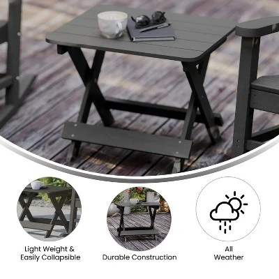 Flash Furniture Halifax Outdoor Folding Side Table - All-Weather HDPE Adirondack Table 5 Flash Furniture Halifax Outdoor Folding Side Table - All-Weather HDPE Adirondack Table - Image 5