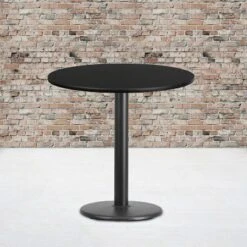 Flash Furniture 30" Round Black Laminate Table with 18" Round Cast Iron Base
