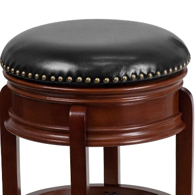 Flash Furniture 24" Backless Swivel Wood Counter Height Stool with LeatherSoft Seat 4 Flash Furniture 24" Backless Swivel Wood Counter Height Stool with LeatherSoft Seat - Image 4