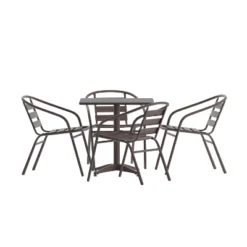 Flash Furniture Lila 27.5'' Square Aluminum Indoor-Outdoor Table Set With 4 Slat Back Chairs -Flash Furniture Sale Store GUEST c61563dd 4f15 4061 af06 d81d9cd4665e