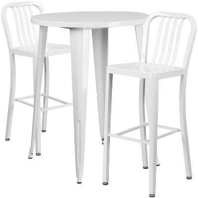 Flash Furniture Commercial Grade 30" Round Metal Bar Table Set with 2 Slat Back Stools 7 Flash Furniture Commercial Grade 30" Round Metal Bar Table Set with 2 Slat Back Stools - Image 7