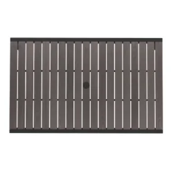 Flash Furniture Lark Outdoor Dining Table With Synthetic Gray Wash Teak Poly Slats - 30" X 48" Steel Framed Restaurant Table With Umbrella Holder Hole -Flash Furniture Sale Store GUEST c9519d4b 5648 4c0b a902 2cdf8aade4c1