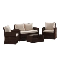 Flash Furniture Aransas Series 4 Piece Outdoor Rattan Patio Seating Set -Flash Furniture Sale Store GUEST ca15f2e2 dfc1 4f48 ba1c ebe20d832542