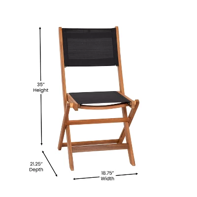 Flash Furniture 2-Pack Acacia Wood and Mesh Folding Bistro Chairs 6 Flash Furniture 2-Pack Acacia Wood and Mesh Folding Bistro Chairs - Image 6