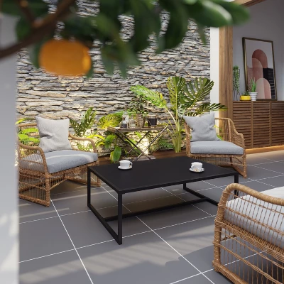 Flash Furniture Brock Commercial Grade Black Outdoor Patio Coffee Table 1 Flash Furniture Brock Commercial Grade Black Outdoor Patio Coffee Table