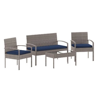 Flash Furniture Aransas Series 4-Piece Rattan Patio Furniture Set 13 Flash Furniture Aransas Series 4-Piece Rattan Patio Furniture Set - Image 13