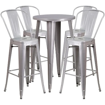 Flash Furniture Commercial Grade 24" Round Metal Bar Table Set with 4 Cafe Stools 6 Flash Furniture Commercial Grade 24" Round Metal Bar Table Set with 4 Cafe Stools - Image 6