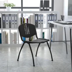 Flash Furniture HERCULES Series Heavy-Duty Black Plastic Stack Chair