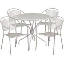Flash Furniture Oia Commercial Grade 35.25" Round Indoor-Outdoor Steel Patio Table Set with 4 Chairs -Flash Furniture Sale Store GUEST cfc55c8f b1df 4cf5 a93b 1b9f7be9f1e7
