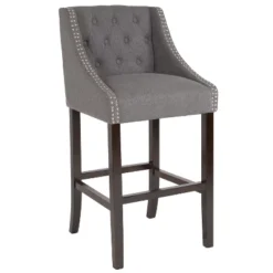 Flash Furniture Carmel Series 30" High Transitional Tufted Walnut Barstool With Accent Nail Trim -Flash Furniture Sale Store GUEST d170437a 2ea3 493e 85d9 8c8b96ce0425