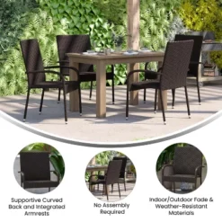 Flash Furniture Maxim Indoor/Outdoor Wicker Dining Chairs With Fade & Weather-Resistant Steel Frames For Patio And Deck -Flash Furniture Sale Store GUEST d2b517fb 4249 418b 91a4 e739f62795ce