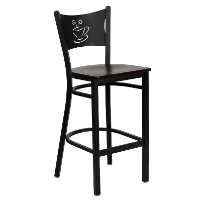 Flash Furniture Black Coffee Back Metal Barstool with Padded Seat 7 Flash Furniture Black Coffee Back Metal Barstool with Padded Seat - Image 7