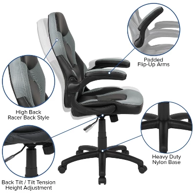 Flash Furniture X10 Ergonomic Racing Style Gaming Chair with Flip-Up Arms 4 Flash Furniture X10 Ergonomic Racing Style Gaming Chair with Flip-Up Arms - Image 4