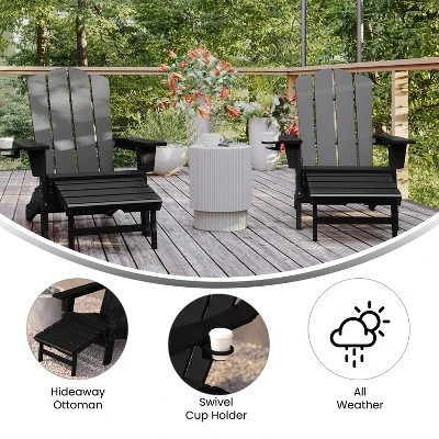 Flash Furniture Halifax All-Weather HDPE Adirondack Chair with Pull-Out Ottoman 5 Flash Furniture Halifax All-Weather HDPE Adirondack Chair with Pull-Out Ottoman - Image 5