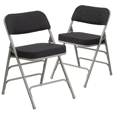 Flash Furniture 2 Pack HERCULES Series Premium Curved Triple Braced & Hinged Fabric Upholstered Metal Folding Chair 12 Flash Furniture 2 Pack HERCULES Series Premium Curved Triple Braced & Hinged Fabric Upholstered Metal Folding Chair - Image 12