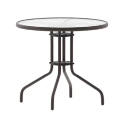 Flash Furniture Bellamy 31.5" Round Tempered Glass Metal Indoor/Outdoor Table -Flash Furniture Sale Store GUEST d5ce2ad8 f6d7 4268 8d19 d57343569391