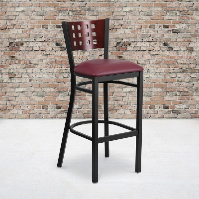 Flash Furniture Black Decorative Cutout Back Metal Restaurant Barstool 1 Flash Furniture Black Decorative Cutout Back Metal Restaurant Barstool