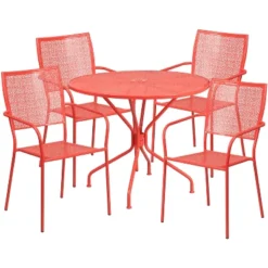 Flash Furniture Oia 35.25" Round Steel Patio Table Set with 4 Chairs -Flash Furniture Sale Store GUEST d6c81139 3a27 4a69 bd29 f0e733975acb