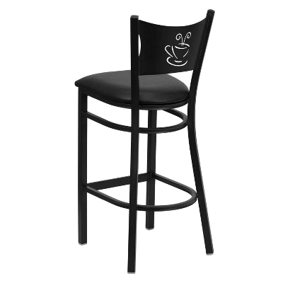 Flash Furniture Black Coffee Back Metal Barstool with Padded Seat 2 Flash Furniture Black Coffee Back Metal Barstool with Padded Seat - Image 2