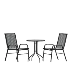 Flash Furniture 3-Piece Outdoor Patio Dining Set - Glass Table & 2 Stack Chairs -Flash Furniture Sale Store GUEST d7219a70 02c9 4629 adca 187f5ba9a215