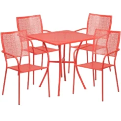 Flash Furniture Oia 28" Square Commercial Grade Steel Patio Set with 4 Chairs -Flash Furniture Sale Store GUEST d7561426 fd54 42b3 93e9 638646e0bcdc